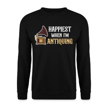 I'm happiest when I'm looking for antiques - Unisex Sweatshirt - black - Front - Alina (178cm) & Michal (187cm)