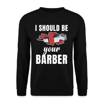 Ich Sollte Dein Friseur Sein Lustiger Schnurrbart - Unisex Pullover - Schwarz - Vorne - Alina (178cm) & Michal (187cm)