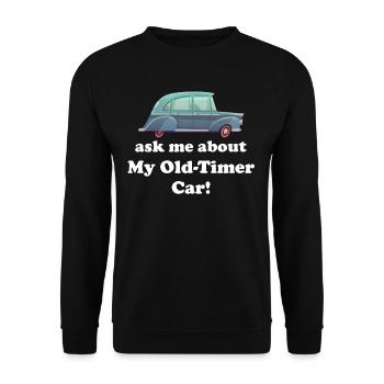 Fragen Sie Mich Nach Meinem Oldtimer-auto! Muscle - Unisex Pullover - Schwarz - Vorne - Alina (178cm) & Michal (187cm)