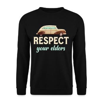 Respect your oldest classic car collectors - Unisex Sweatshirt - black - Front - Alina (178cm) & Michal (187cm)