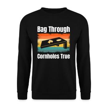 Bag Through Cornholes True Boardgame Tailgating - Unisex Sweatshirt - black - Front - Alina (178cm) & Michal (187cm)