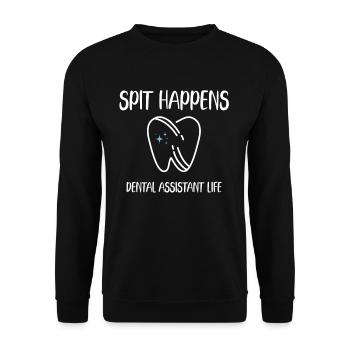 Spit Happen Dental Assistant Life Floss Floss - Unisex Pullover - Schwarz - Vorne - Alina (178cm) & Michal (187cm)