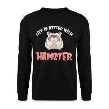 Das Leben Ist Besser Mit Hamstern, Süßen - Unisex Pullover - Schwarz - Vorne - Alina (178cm) & Michal (187cm)