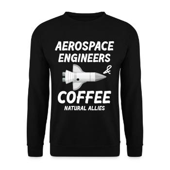 Luft- Und Raumfahrtingenieure Kaffee Natural - Unisex Pullover - Schwarz - Vorne - Alina (178cm) & Michal (187cm)