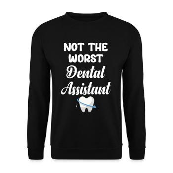 Nicht Die Schlechtesten Zahnarzthelfer Zahnseide - Unisex Pullover - Schwarz - Vorne - Alina (178cm) & Michal (187cm)
