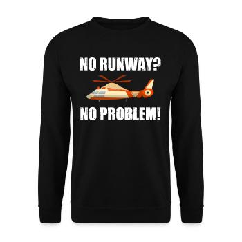 Keine Landebahn? Kein Problem! Helicopter Lover - Unisex Pullover - Schwarz - Vorne - Alina (178cm) & Michal (187cm)
