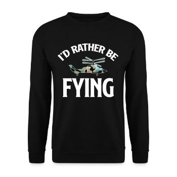 Ich Würde Lieber Fliegen, Hubschrauberliebhaber, - Unisex Pullover - Schwarz - Vorne - Alina (178cm) & Michal (187cm)