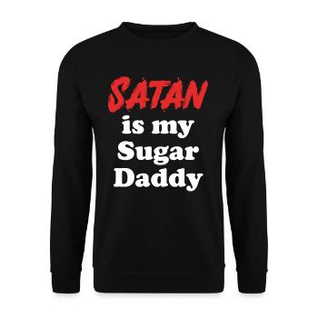 Satan Ist Mein Sugardaddy Antichrist Humor Gothic - Unisex Pullover - Schwarz - Vorne - Alina (178cm) & Michal (187cm)