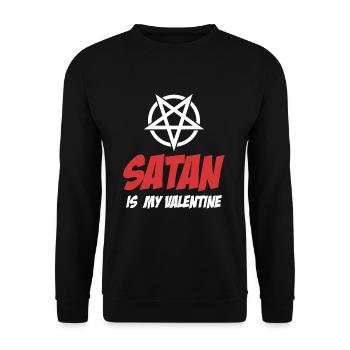 Satan Is My Valentine Antichrist Humor Satanische - Unisex Pullover - Schwarz - Vorne - Alina (178cm) & Michal (187cm)