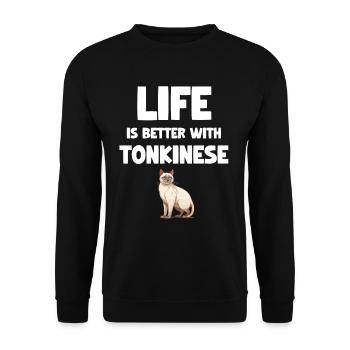 La vie est meilleure avec la poupée de chiffon tonkinoise - Sweat-shirt Unisexe - noir - Devant - Alina (178cm) & Michal (187cm)