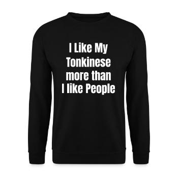 Ich Mag Meine Tonkinesen Mehr Als Menschen Mit - Unisex Pullover - Schwarz - Vorne - Alina (178cm) & Michal (187cm)