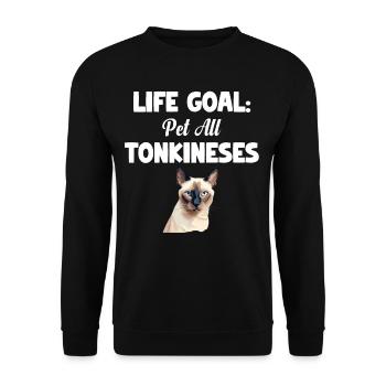 Lebensziel: Alle Tonkinesen Streicheln - Unisex Pullover - Schwarz - Vorne - Alina (178cm) & Michal (187cm)