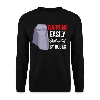 Warning: Easily distracted by stones. Jollier - Unisex Sweatshirt - black - Front - Alina (178cm) & Michal (187cm)