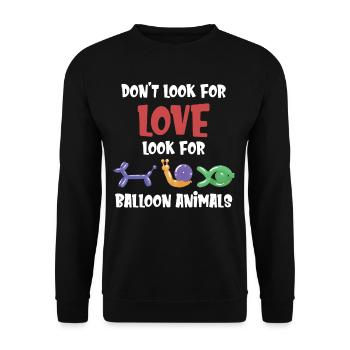 Suchen Sie Nicht Nach Liebe. Suchen Sie Nach - Unisex Pullover - Schwarz - Vorne - Alina (178cm) & Michal (187cm)