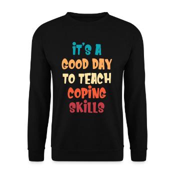 T Shirt for Bewä It's a good day to cope - Unisex Sweatshirt - black - Front - Alina (178cm) & Michal (187cm)