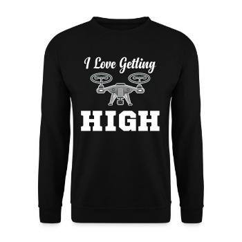 I Love Getting High Funny Drone Flying Helicopter - Unisex Pullover - Schwarz - Vorne - Alina (178cm) & Michal (187cm)