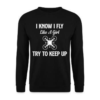 I know that I fly like a girl. - Unisex Sweatshirt - black - Front - Alina (178cm) & Michal (187cm)
