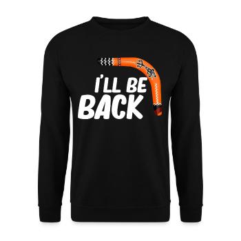 Je reviendrai. Boomerang drôle, sport de loisir, - Sweat-shirt Unisexe - noir - Devant - Alina (178cm) & Michal (187cm)