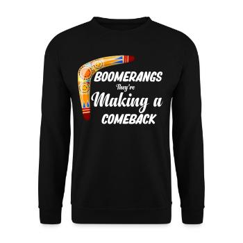 Boomerangs are celebrating their comeback. Sports juggling. - Unisex Sweatshirt - black - Front - Alina (178cm) & Michal (187cm)