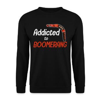 addicted to boomerangs, funny, hobby, sports, - Unisex Sweatshirt - black - Front - Alina (178cm) & Michal (187cm)