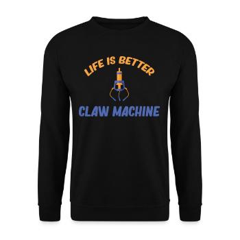 Life Is Better Claw Machine Lover Vending - Unisex Pullover - Schwarz - Vorne - Alina (178cm) & Michal (187cm)