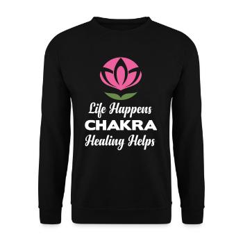 Life Happens Chakra Healing Helps Buddhist - Unisex Sweatshirt - black - Front - Alina (178cm) & Michal (187cm)