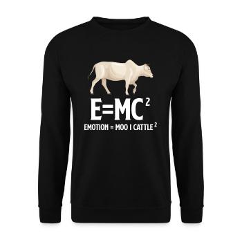 E=mc Emotion = Moo X Éleveur de bovins Ranchero - Sweat-shirt Unisexe - noir - Devant - Alina (178cm) & Michal (187cm)