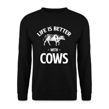 La vie est meilleure avec les vaches, les éleveurs de bovins - Sweat-shirt Unisexe - noir - Devant - Alina (178cm) & Michal (187cm)