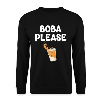 Boba Please Tea Lover Bubble Japan K-pop - Unisex Sweatshirt - black - Front - Alina (178cm) & Michal (187cm)