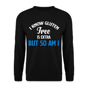 I know that gluten-free is extra, but I'm - Unisex Sweatshirt - black - Front - Alina (178cm) & Michal (187cm)
