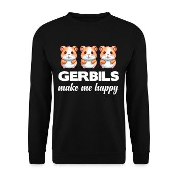 Les gerbilles me rendent heureux Ratón - Sweat-shirt Unisexe - noir - Devant - Alina (178cm) & Michal (187cm)