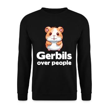 Gerbils instead of people lovers - Unisex Sweatshirt - black - Front - Alina (178cm) & Michal (187cm)
