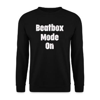 Beatbox-modus Beim Beatboxen, Schlagzeuger, - Unisex Pullover - Schwarz - Vorne - Alina (178cm) & Michal (187cm)