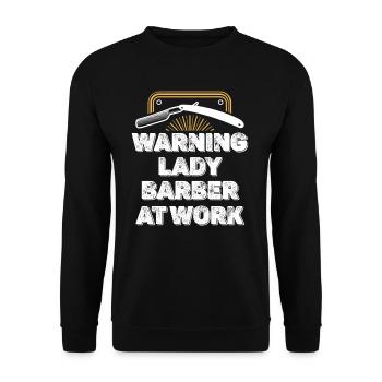 Warning: Hairdresser at work - Unisex Sweatshirt - black - Front - Alina (178cm) & Michal (187cm)