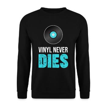 Vinyle ne meurt jamais Collectionneur Antiquité Rustique - Sweat-shirt Unisexe - noir - Devant - Alina (178cm) & Michal (187cm)