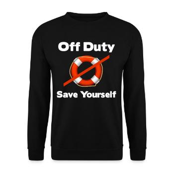 Off Duty Save Yourself Funny Lifeguards Island - Unisex Pullover - Schwarz - Vorne - Alina (178cm) & Michal (187cm)