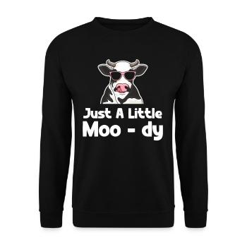 Just A Little Moo-dy Funny Cow Farmer Highlander - Unisex Sweatshirt - black - Front - Alina (178cm) & Michal (187cm)