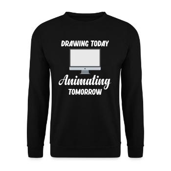 Heute Zeichnen, Morgen Animieren Kunstdesigner - Unisex Pullover - Schwarz - Vorne - Alina (178cm) & Michal (187cm)