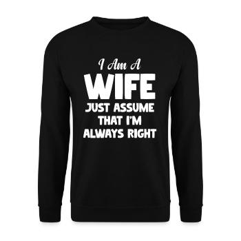 Je suis une épouse. Supposez simplement - Sweat-shirt Unisexe - noir - Devant - Alina (178cm) & Michal (187cm)
