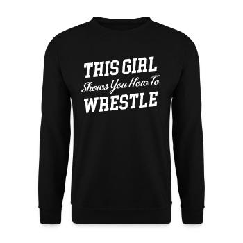 This girl will show you how to play in martial arts - Unisex Sweatshirt - black - Front - Alina (178cm) & Michal (187cm)