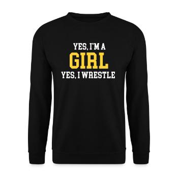 Ja, Ich Bin Ein Mädchen. Ja, Ich Wrestle. - Unisex Pullover - Schwarz - Vorne - Alina (178cm) & Michal (187cm)