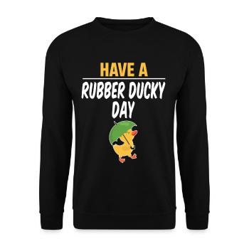 Have a rubber duck tag, funny - Unisex Sweatshirt - black - Front - Alina (178cm) & Michal (187cm)