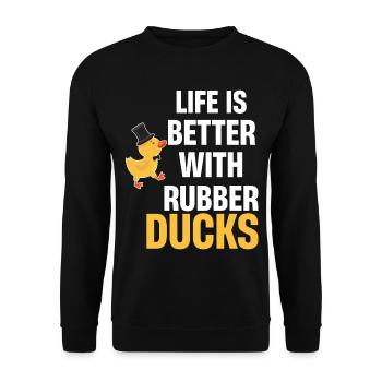 Life is better with rubber ducks. Squeezy - Unisex Sweatshirt - black - Front - Alina (178cm) & Michal (187cm)