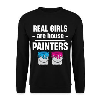 Real girls are painters, illustrators, - Unisex Sweatshirt - black - Front - Alina (178cm) & Michal (187cm)