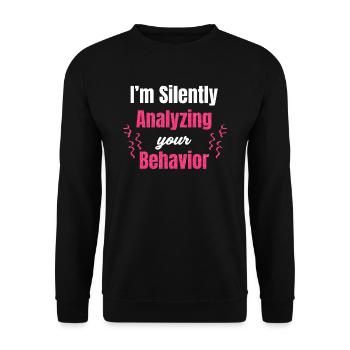Gesch Ich Analysiere Stillschweigend Ihr Verhalten - Unisex Pullover - Schwarz - Vorne - Alina (178cm) & Michal (187cm)