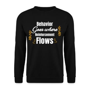 Gesch Verhalten Geht Dorthin, Wo Verstärkung Fließ - Unisex Pullover - Schwarz - Vorne - Alina (178cm) & Michal (187cm)