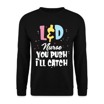 L’infirmière L&D qu’elle pousse, je vais accoucher - Sweat-shirt Unisexe - noir - Devant - Alina (178cm) & Michal (187cm)