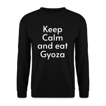 Bleiben Sie Ruhig Und Essen Sie Gyoza Chinese - Unisex Pullover - Schwarz - Vorne - Alina (178cm) & Michal (187cm)