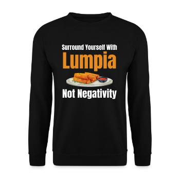 Umgeben Sie Sich Mit Lumpia, Nicht Mit - Unisex Pullover - Schwarz - Vorne - Alina (178cm) & Michal (187cm)