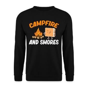 Campfire And Smores Glamping Trailer Backpacking - Unisex Sweatshirt - black - Front - Alina (178cm) & Michal (187cm)